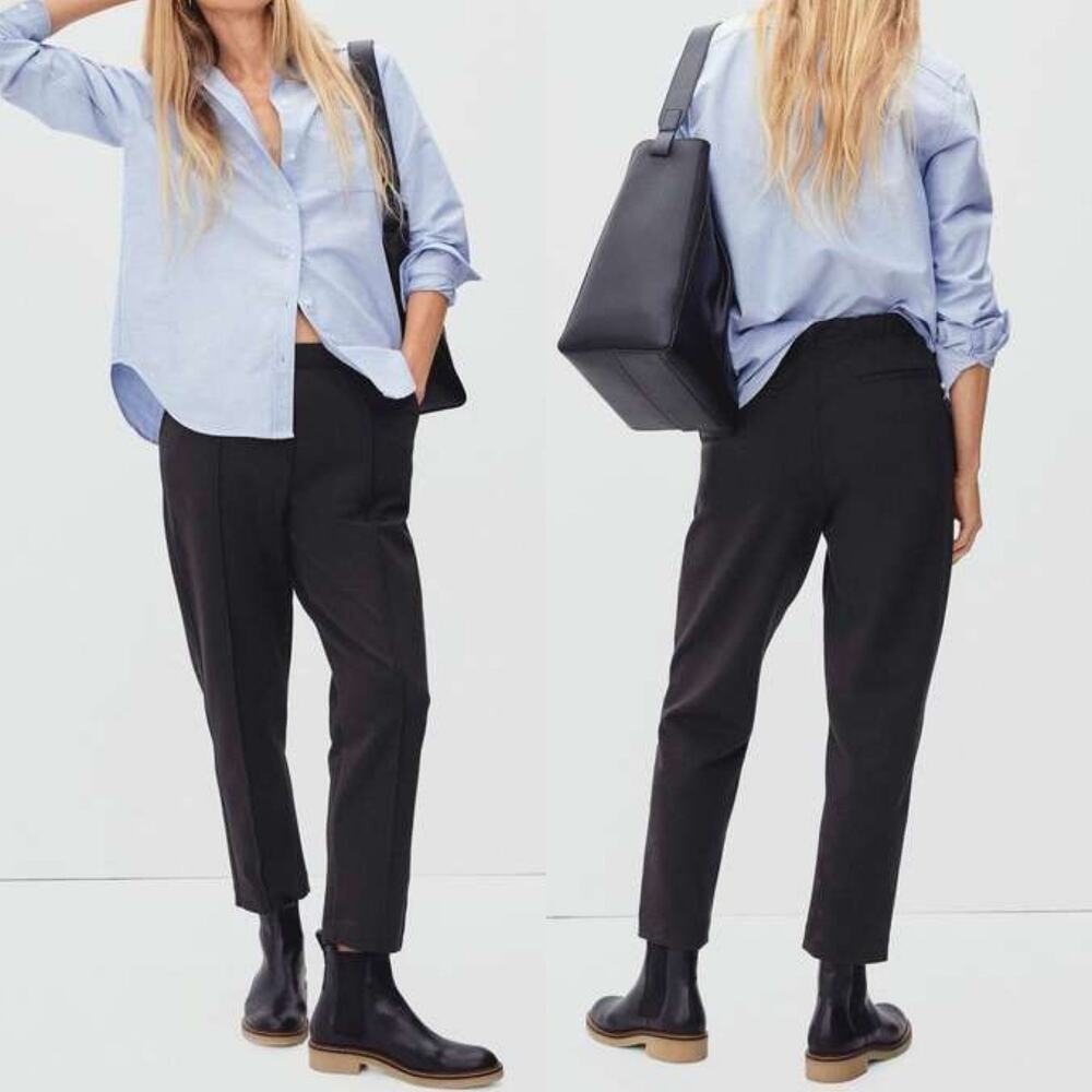 Everlane The Dream Pant Elastic Waist Tapered Leg Knit Pants Black Women 4XL NWT